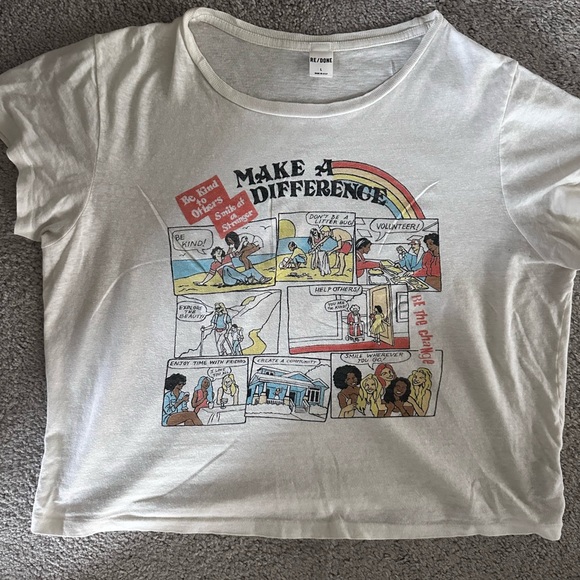 Re/Done Make a Difference Graphic Comic Print T-Shirt - Picture 3 of 3